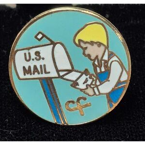U.S. Mail CF Collectible Lapel Pin Blonde Boy Mailbox  Mailman Americana EUC